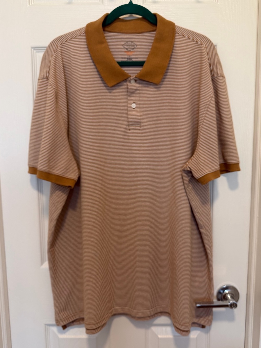 St. John's Bay Men's Tan Striped Premium Stretch Polo Shirt XXL